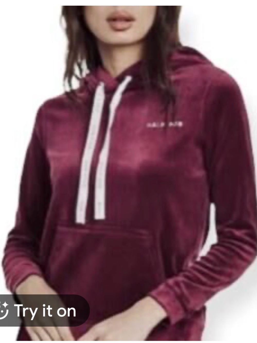 Hale Bob Velvet Hoodie Sweatshirt - Burgundy Size XL